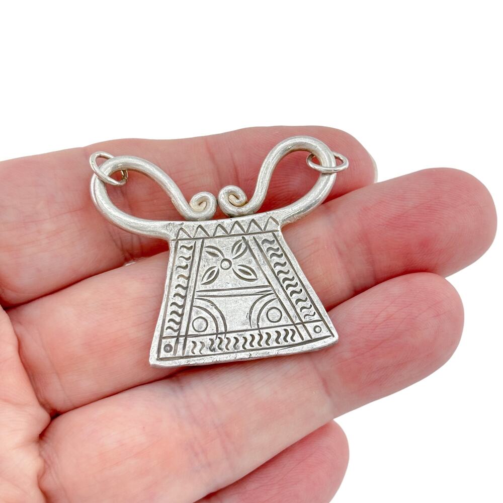 Vintage Karen Hill Tribe Silver Hand-Stamped Spirit Lock Pendant